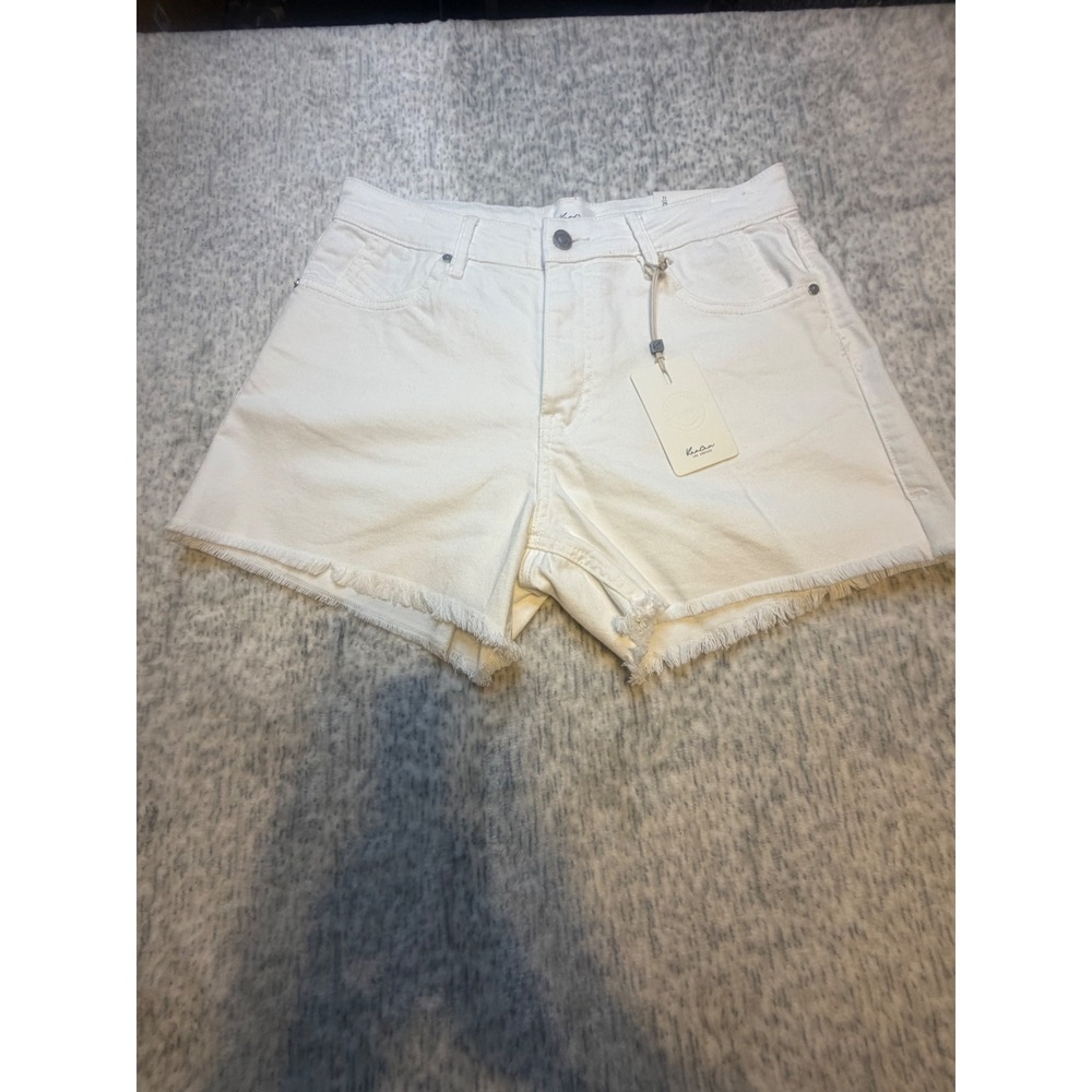 Kancan USA White High Rise Denim‎ Cutoff Shorts Distressed Frayed Size 11/29 NWT